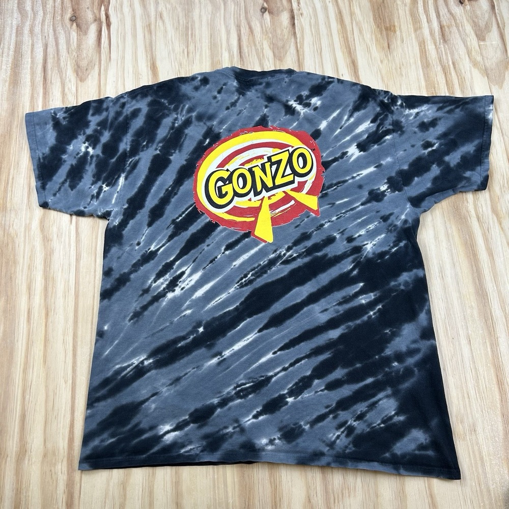 Vintage GONZO Skate Men's XL Gray Black Tie Dye Y2K Graphic T Shirt